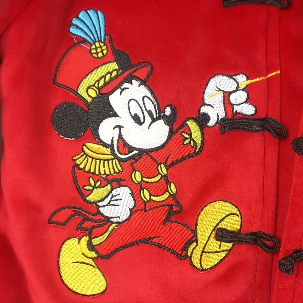 Disney Mickey Mouse Japanese Style Kids Jacket Small Red Super Soft Embroidered